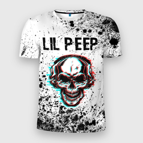 Мужская футболка 3D Slim с принтом Lil Peep   ЧЕРЕП   Краска в Санкт-Петербурге, 100% полиэстер с улучшенными характеристиками | приталенный силуэт, круглая горловина, широкие плечи, сужается к линии бедра | lil | lil peep | music | peep | rap | краска | краски | лил | музыка | пип | рэп | рэпер | рэперы | рэпперы | хип | хип хоп | хоп | череп
