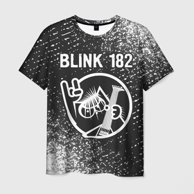 Мужская футболка 3D с принтом Blink 182 + КОТ + Спрей в Тюмени, 100% полиэфир | прямой крой, круглый вырез горловины, длина до линии бедер | band | blink | metal | rock | блинк | группа | кот | краска | рок | спрей