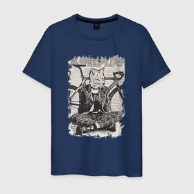Мужская футболка хлопок с принтом Bike punk fox rider в Санкт-Петербурге, 100% хлопок | прямой крой, круглый вырез горловины, длина до линии бедер, слегка спущенное плечо. | Тематика изображения на принте: 