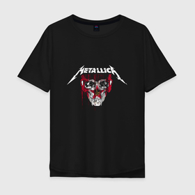 Мужская футболка хлопок Oversize с принтом Metallica   Skull  Star в Кировске, 100% хлопок | свободный крой, круглый ворот, “спинка” длиннее передней части | blood | fangs | group | jaw | metallica | music | skull | star | teeth | thrash metal | группа | звезда | зубы | клыки | кровь | металлика | музыка | пасть | трэш метал | череп