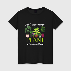 Женская футболка хлопок с принтом Цветы в горшках Еще один обещаю в Белгороде, 100% хлопок | прямой крой, круглый вырез горловины, длина до линии бедер, слегка спущенное плечо | комнатное растение | комнатный цветок | садоводство | цветоводство | цветы в горшках