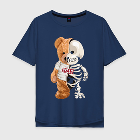 Мужская футболка хлопок Oversize с принтом МИШКА СКЕЛЕТ | BEAR SKELETON в Санкт-Петербурге, 100% хлопок | свободный крой, круглый ворот, “спинка” длиннее передней части | art | bear | drawing | skeleton | арт | медведь | мишка | рисунок | скелет