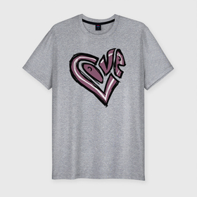 Мужская футболка хлопок Slim с принтом Сердце LOVE (рисунок) в Курске, 92% хлопок, 8% лайкра | приталенный силуэт, круглый вырез ворота, длина до линии бедра, короткий рукав | heart | love | лав | лавки | лов | любовь | рисунок | сердечко | сердце