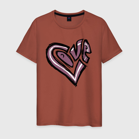 Мужская футболка хлопок с принтом Сердце LOVE (рисунок) в Петрозаводске, 100% хлопок | прямой крой, круглый вырез горловины, длина до линии бедер, слегка спущенное плечо. | heart | love | лав | лавки | лов | любовь | рисунок | сердечко | сердце