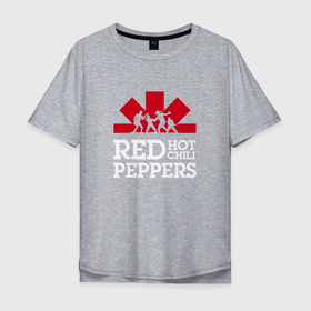Мужская футболка хлопок Oversize с принтом RHCP Logo (Red Hot Chili Peppers Logo) в Екатеринбурге, 100% хлопок | свободный крой, круглый ворот, “спинка” длиннее передней части | anthony | chad | chili | flea | fr | hot | john | kiedis | peppers | red | red hot chili peppers | rhcp | rock | smith | джон | кидис | красные | острые | перцы | рок | смит | фли | фрушанте | чили | чэд | энтони