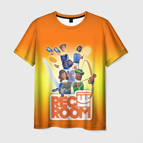 Мужская футболка 3D с принтом VR игра REC ROOM в Екатеринбурге, 100% полиэфир | прямой крой, круглый вырез горловины, длина до линии бедер | game | rec room | vr | vr game | виар | виртуальная реальность | игры виар | рек рум | рекрум