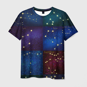 Мужская футболка 3D с принтом Созвездия Северного полушария летом в Тюмени, 100% полиэфир | прямой крой, круглый вырез горловины, длина до линии бедер | constellations | galaxy | stars | вселенная | звезды | небо | ночное | полушарие | северное | созвездия