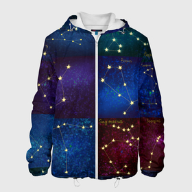 Мужская куртка 3D с принтом Созвездия Северного полушария летом в Петрозаводске, ткань верха — 100% полиэстер, подклад — флис | прямой крой, подол и капюшон оформлены резинкой с фиксаторами, два кармана без застежек по бокам, один большой потайной карман на груди. Карман на груди застегивается на липучку | constellations | galaxy | stars | вселенная | звезды | небо | ночное | полушарие | северное | созвездия
