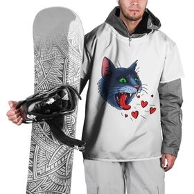 Накидка на куртку 3D с принтом Cat love meow , 100% полиэстер |  | Тематика изображения на принте: cat | love | голова | животное | злой | киса | кот | кошачьи | кошка | любовь | мяу | рык | сердце | странное | тату