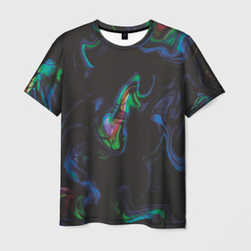 Мужская футболка 3D с принтом Абстракция. Живописные волны в Тюмени, 100% полиэфир | прямой крой, круглый вырез горловины, длина до линии бедер | абстракция | волны | живопись | краски | разводы
