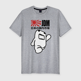Мужская футболка хлопок Slim с принтом JDM   Japan , 92% хлопок, 8% лайкра | приталенный силуэт, круглый вырез ворота, длина до линии бедра, короткий рукав | autotuning | eyes | fangs | japan | jaw | jdm | style | sun | автотюнинг | глаза | клыки | пасть | солнце | стиль | япония