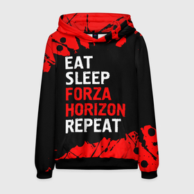 Мужская толстовка 3D с принтом Eat Sleep Forza Horizon Repeat | Краска в Новосибирске, 100% полиэстер | двухслойный капюшон со шнурком для регулировки, мягкие манжеты на рукавах и по низу толстовки, спереди карман-кенгуру с мягким внутренним слоем. | eat sleep forza horizon repeat | forza | horizon | logo | paint | брызги | игра | игры | краска | лого | логотип | символ | форза | хорайзон