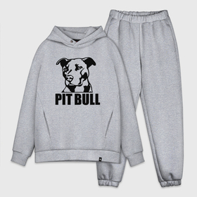 Мужской костюм хлопок OVERSIZE с принтом Pit Bull   Power ,  |  | Тематика изображения на принте: dog | muzzle | pit bull | power | мощь | питбуль | собака