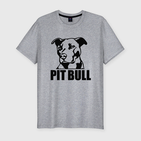 Мужская футболка хлопок Slim с принтом Pit Bull   Power , 92% хлопок, 8% лайкра | приталенный силуэт, круглый вырез ворота, длина до линии бедра, короткий рукав | Тематика изображения на принте: dog | muzzle | pit bull | power | мощь | питбуль | собака