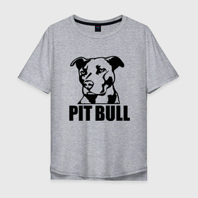 Мужская футболка хлопок Oversize с принтом Pit Bull   Power в Белгороде, 100% хлопок | свободный крой, круглый ворот, “спинка” длиннее передней части | dog | muzzle | pit bull | power | мощь | питбуль | собака