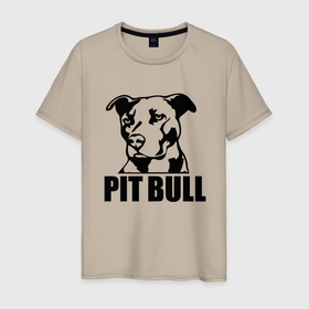 Мужская футболка хлопок с принтом Pit Bull   Power в Новосибирске, 100% хлопок | прямой крой, круглый вырез горловины, длина до линии бедер, слегка спущенное плечо. | dog | muzzle | pit bull | power | мощь | питбуль | собака