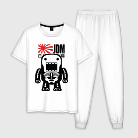 Мужская пижама хлопок с принтом JDM   Japan   Monster в Кировске, 100% хлопок | брюки и футболка прямого кроя, без карманов, на брюках мягкая резинка на поясе и по низу штанин
 | fangs | japan | jaw | jdm | monster | style | клыки | монстр | пасть | стиль | япония