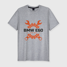 Мужская футболка хлопок Slim с принтом BMW E60 в Петрозаводске, 92% хлопок, 8% лайкра | приталенный силуэт, круглый вырез ворота, длина до линии бедра, короткий рукав | auto | bmw | car | driver | авто | автомобиль | бмв | водитель | дорога | машина | скорость