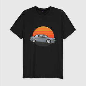 Мужская футболка хлопок Slim с принтом BMW Sun в Санкт-Петербурге, 92% хлопок, 8% лайкра | приталенный силуэт, круглый вырез ворота, длина до линии бедра, короткий рукав | auto | bmw | car | driver | авто | автомобиль | бмв | водитель | дорога | машина | скорость