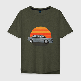 Мужская футболка хлопок Oversize с принтом BMW Sun в Белгороде, 100% хлопок | свободный крой, круглый ворот, “спинка” длиннее передней части | auto | bmw | car | driver | авто | автомобиль | бмв | водитель | дорога | машина | скорость