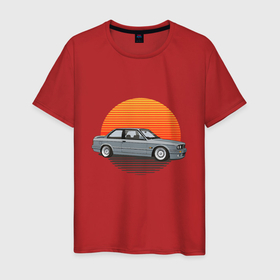 Мужская футболка хлопок с принтом BMW Sun в Белгороде, 100% хлопок | прямой крой, круглый вырез горловины, длина до линии бедер, слегка спущенное плечо. | auto | bmw | car | driver | авто | автомобиль | бмв | водитель | дорога | машина | скорость