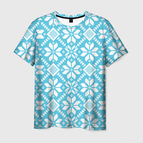 Мужская футболка 3D с принтом Узоры народные в Санкт-Петербурге, 100% полиэфир | прямой крой, круглый вырез горловины, длина до линии бедер | вышивка | паттерн | текстиль | узоры | цветы