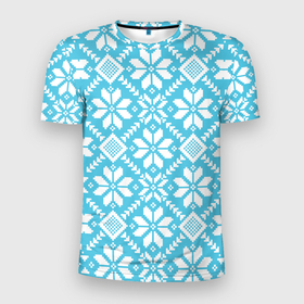 Мужская футболка 3D Slim с принтом Узоры народные в Тюмени, 100% полиэстер с улучшенными характеристиками | приталенный силуэт, круглая горловина, широкие плечи, сужается к линии бедра | вышивка | паттерн | текстиль | узоры | цветы