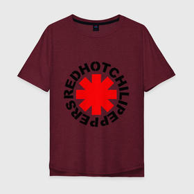 Мужская футболка хлопок Oversize с принтом Peppers logo в Екатеринбурге, 100% хлопок | свободный крой, круглый ворот, “спинка” длиннее передней части | logo | red hot chili peppers | red star | rhcp | красная звезда | красный острый перец чили | логотип | перцы