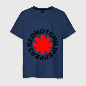 Мужская футболка хлопок с принтом Peppers logo , 100% хлопок | прямой крой, круглый вырез горловины, длина до линии бедер, слегка спущенное плечо. | logo | red hot chili peppers | red star | rhcp | красная звезда | красный острый перец чили | логотип | перцы