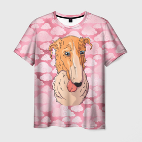 Мужская футболка 3D с принтом Уставшая  собачка в Екатеринбурге, 100% полиэфир | прямой крой, круглый вырез горловины, длина до линии бедер | пес | песик | собака | собачка | уставшая