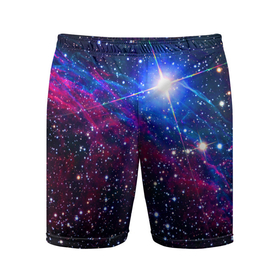 Мужские шорты спортивные с принтом Открытый космос / Star / Neon в Белгороде,  |  | cosmos | neon | space | star | звезда | космос | неон | пространство