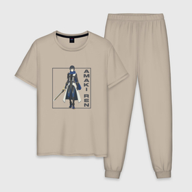 Мужская пижама хлопок с принтом Рэн Амаки в Тюмени, 100% хлопок | брюки и футболка прямого кроя, без карманов, на брюках мягкая резинка на поясе и по низу штанин
 | amaki ren | anime | аниме | анимэ | восхождение героя щита | рэн амаки