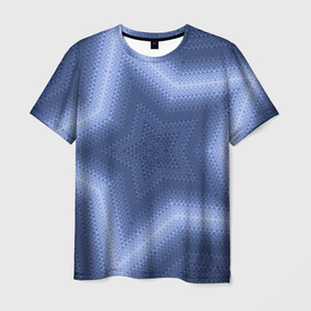 Мужская футболка 3D с принтом Синий звездный современный узор в Курске, 100% полиэфир | прямой крой, круглый вырез горловины, длина до линии бедер | абстрактный | звезда | молодежный | патриотичный | синий