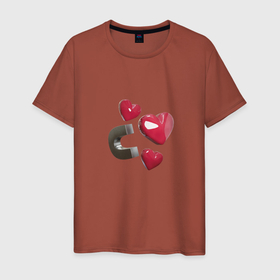 Мужская футболка хлопок с принтом Red Hearts , 100% хлопок | прямой крой, круглый вырез горловины, длина до линии бедер, слегка спущенное плечо. | Тематика изображения на принте: hearts | love | magnetic | red | любовь | магнит | сердце