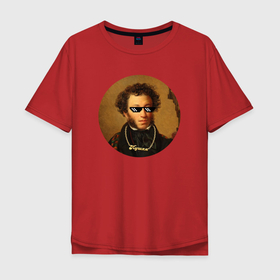 Мужская футболка хлопок Oversize с принтом Пушкин А.С. в Санкт-Петербурге, 100% хлопок | свободный крой, круглый ворот, “спинка” длиннее передней части | александр | писатель | портрет | поэт | пушкин
