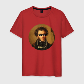 Мужская футболка хлопок с принтом Пушкин А.С. в Тюмени, 100% хлопок | прямой крой, круглый вырез горловины, длина до линии бедер, слегка спущенное плечо. | александр | писатель | портрет | поэт | пушкин