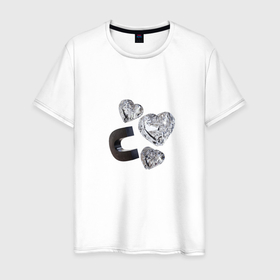 Мужская футболка хлопок с принтом Crystal Hearts в Тюмени, 100% хлопок | прямой крой, круглый вырез горловины, длина до линии бедер, слегка спущенное плечо. | crystal | diamond | heart | love | алмаз | бриллиант | драгоценный | камень | кристалл | любовь | сердце