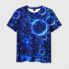 Мужская футболка 3D с принтом Пузыри воздуха в воде   Pattern в Тюмени, 100% полиэфир | прямой крой, круглый вырез горловины, длина до линии бедер | Тематика изображения на принте: balloon | fashion | pattern | water | вода | мода | пузырь | узор