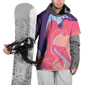 Накидка на куртку 3D с принтом Сирневые волны в Санкт-Петербурге, 100% полиэстер |  | абстракция | волны | живопись | краски | разводы