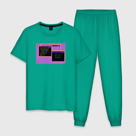 Мужская пижама хлопок с принтом Кодинг на фиолетовой Retro OS   Be Awesome в Новосибирске, 100% хлопок | брюки и футболка прямого кроя, без карманов, на брюках мягкая резинка на поясе и по низу штанин
 | 404 | 90s | 90е | cmd | code | graphic design | it | modern | neon | neon graphic | programmer | programming | ит | кодинг | комп | компьютер | модерн | програмист | программирование | ретро | ретро дизайн | розовый | стиль 90х
