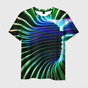 Мужская футболка 3D с принтом Portal   Fashion pattern   Neon в Новосибирске, 100% полиэфир | прямой крой, круглый вырез горловины, длина до линии бедер | Тематика изображения на принте: color | fashion | neon | pattern | portal | мода | неон | портал | узор | цвет