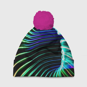 Шапка 3D c помпоном с принтом Portal / Fashion pattern / Neon в Тюмени, 100% полиэстер | универсальный размер, печать по всей поверхности изделия | Тематика изображения на принте: color | fashion | neon | pattern | portal | мода | неон | портал | узор | цвет