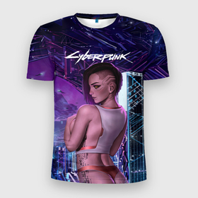 Мужская футболка 3D Slim с принтом Sexy Vi Cyberpunk2077 в Белгороде, 100% полиэстер с улучшенными характеристиками | приталенный силуэт, круглая горловина, широкие плечи, сужается к линии бедра | 