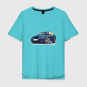 Мужская футболка хлопок Oversize с принтом BMW Blue , 100% хлопок | свободный крой, круглый ворот, “спинка” длиннее передней части | auto | bmw | car | driver | авто | автомобиль | бмв | водитель | дорога | машина | скорость