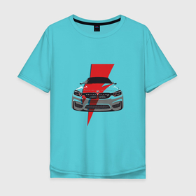 Мужская футболка хлопок Oversize с принтом BMW Flash в Екатеринбурге, 100% хлопок | свободный крой, круглый ворот, “спинка” длиннее передней части | auto | bmw | car | driver | авто | автомобиль | бмв | водитель | дорога | машина | скорость