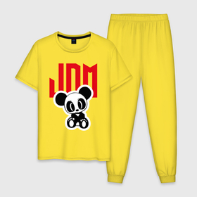 Мужская пижама хлопок с принтом JDM   Panda   Japan в Кировске, 100% хлопок | брюки и футболка прямого кроя, без карманов, на брюках мягкая резинка на поясе и по низу штанин
 | Тематика изображения на принте: ears | eyes | japan | jdm | panda | paws | глаза | лапы | панда | уши | япония
