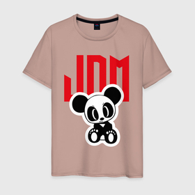 Мужская футболка хлопок с принтом JDM   Panda   Japan в Кировске, 100% хлопок | прямой крой, круглый вырез горловины, длина до линии бедер, слегка спущенное плечо. | Тематика изображения на принте: ears | eyes | japan | jdm | panda | paws | глаза | лапы | панда | уши | япония