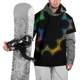 Накидка на куртку 3D с принтом Геометрический узор   Neon в Тюмени, 100% полиэстер |  | cell | color | fashion | neon | pattern | мода | неон | соты | узор | цвет
