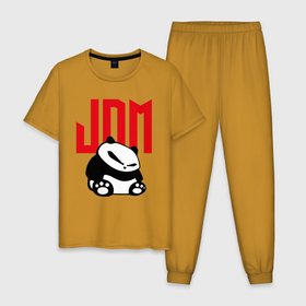 Мужская пижама хлопок с принтом JDM   Panda   Japan   Симпатяга в Кировске, 100% хлопок | брюки и футболка прямого кроя, без карманов, на брюках мягкая резинка на поясе и по низу штанин
 | Тематика изображения на принте: bear | japan | jdm | muzzle | panda | paws | медведь | панда | япония