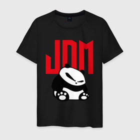 Мужская футболка хлопок с принтом JDM   Panda   Japan   Симпатяга в Кировске, 100% хлопок | прямой крой, круглый вырез горловины, длина до линии бедер, слегка спущенное плечо. | bear | japan | jdm | muzzle | panda | paws | медведь | панда | япония